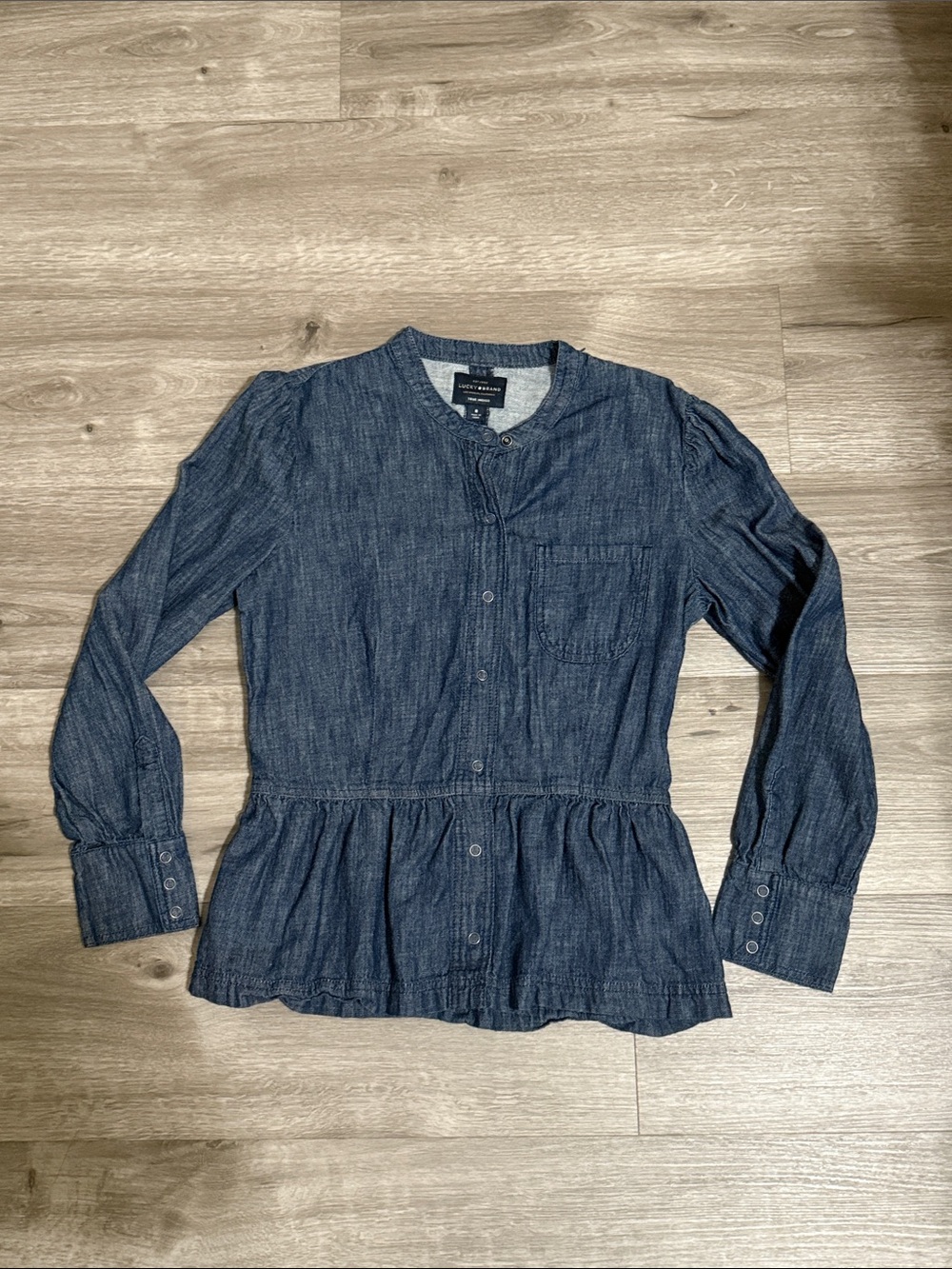 Lucky Brand Indigo Blue Peplum Button-Down Shirt